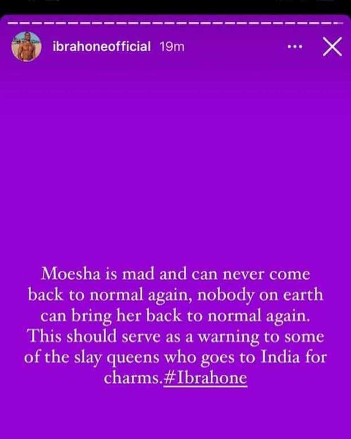 Moesha is never coming back to normal - Ibrah One leaks filla on 'slay queen charms' from India Moesha is never coming back to normal - Ibrah One leaks filla on 'slay queen charms' from India