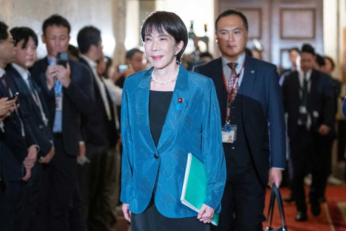 Sanae Takaichi (C) won on October 4 the leadership of the Liberal Democratic Party (LDP), which has governed almost non-stop for decades but is increasingly unpopular