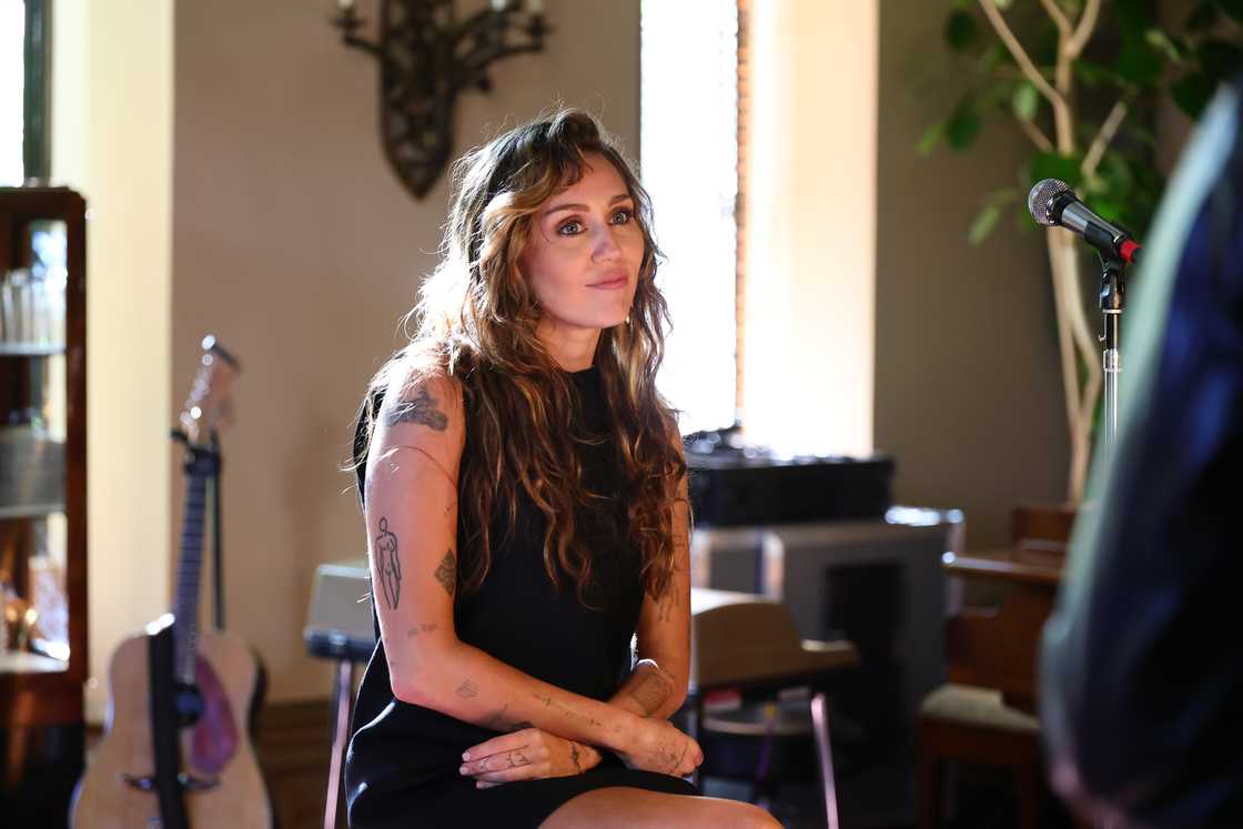 Miley Cyrus attends TikTok Presents Something Beautiful Album Release Event With Miley Cyrus at Chateau Marmont in Los Angeles, California. Miley Cyrus attends TikTok Presents Something Beautiful Album Release Event With Miley Cyrus at Chateau Marmont in Los Angeles, California.