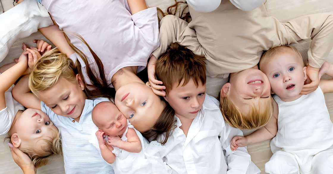 Newborn Ilaria Catalina Baldwin nestled among her siblings.