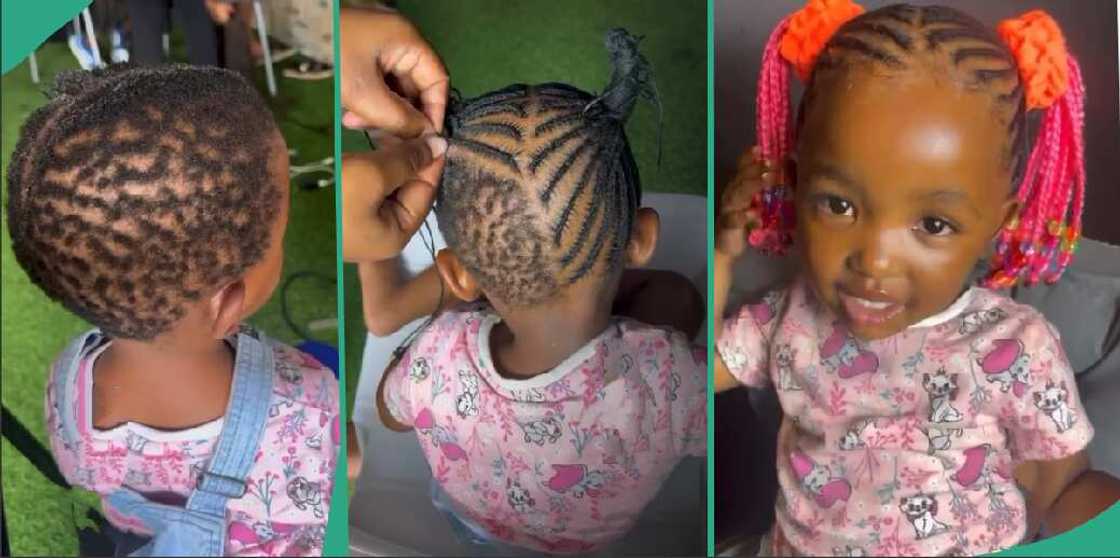 Hairdresser praised for braiding baby's hair.