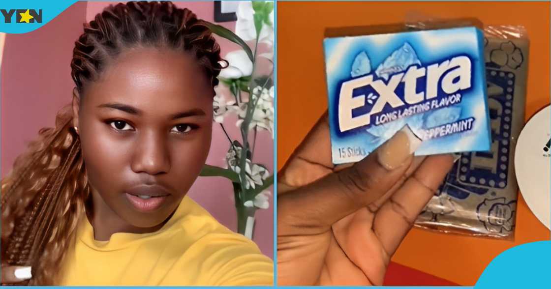 Photo of the Ghanaian lady expressing her displeasure after receiving chewing gums from her UK friend. Photo of the Ghanaian lady expressing her displeasure after receiving chewing gums from her UK friend.