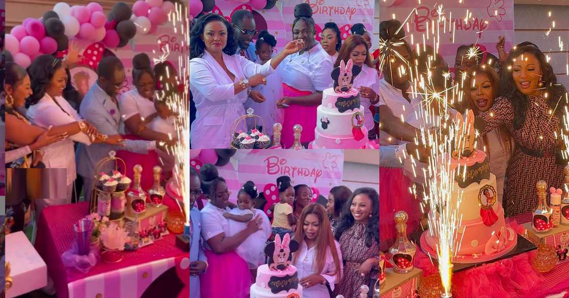 McBrown, Afia Schwar, and others joined Tracey Boakye's daughter, Nhyira, to cut cake at her 1st birthday party McBrown, Afia Schwar, and others joined Tracey Boakye's daughter, Nhyira, to cut cake at her 1st birthday party