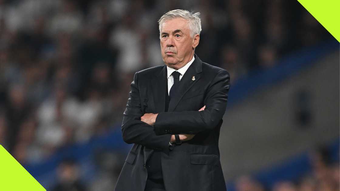 Carlo Ancelotti helplessly watched as his Real Madrid side lost to AC Milan at the Santiago Bernabeu.