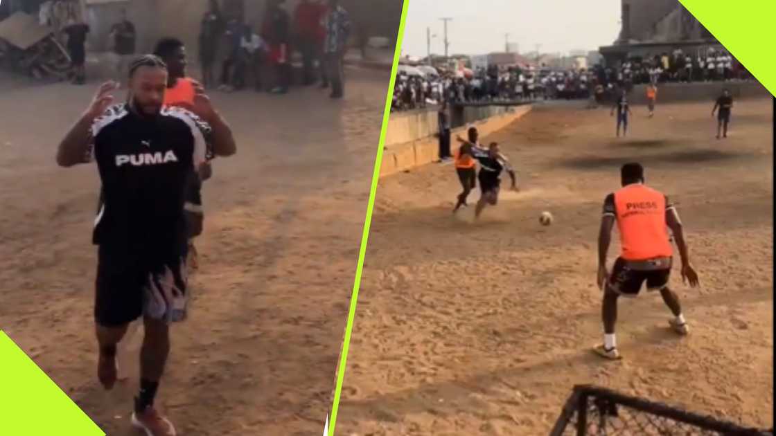 Memphis Depay plays street football. Memphis Depay plays street football.