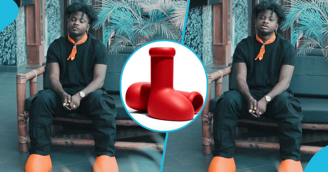 Kuami rocks MSCHF's big red boots Kuami rocks MSCHF's big red boots