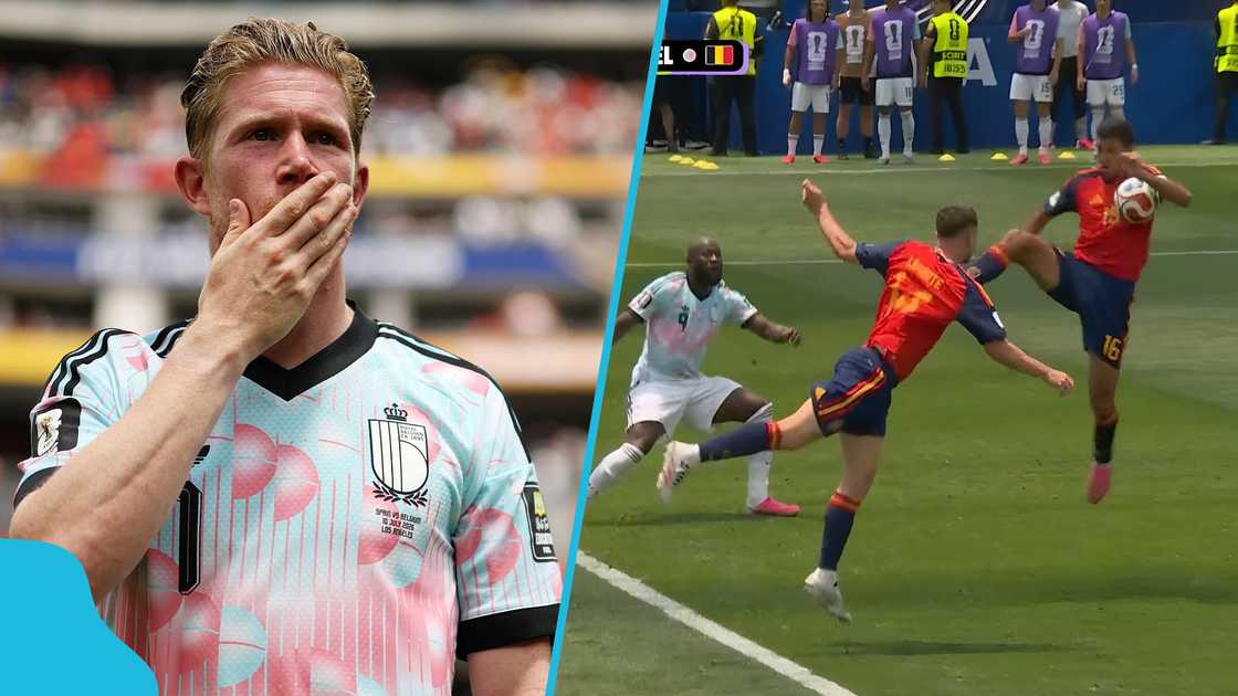 Belgium World Cup exit, Spain vs Belgium highlights, Rodri handball controversy, FIFA World Cup 2026 quarter-finals, Mikel Merino winner, IFAB handball rules, Spain advances to semi-finals.