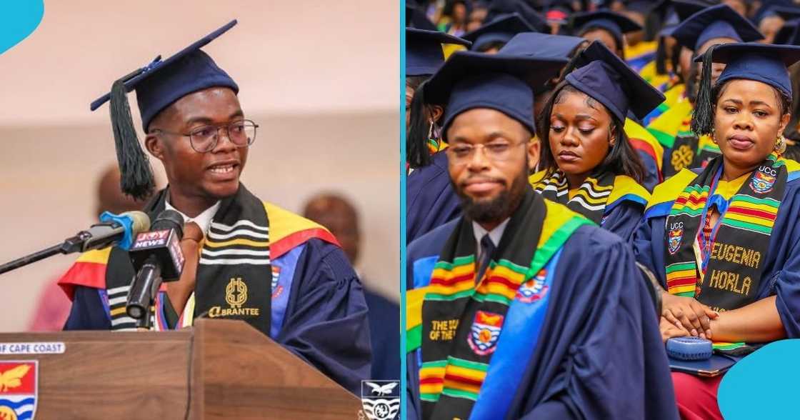 Clement Abban, named valedictorian, Overall Best Graduating Student, First-Class Degree, the UCC, graduation ceremony. Clement Abban, named valedictorian, Overall Best Graduating Student, First-Class Degree, the UCC, graduation ceremony.