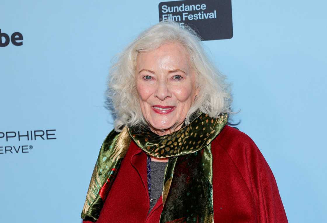 Betty Buckley in a red sweater and scarf Betty Buckley in a red sweater and scarf
