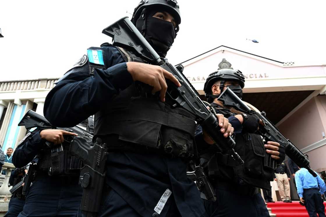 Honduran special forces at the launch of a plan to battle extortion and organized crime in the country, which has declared a state of emergency Honduran special forces at the launch of a plan to battle extortion and organized crime in the country, which has declared a state of emergency