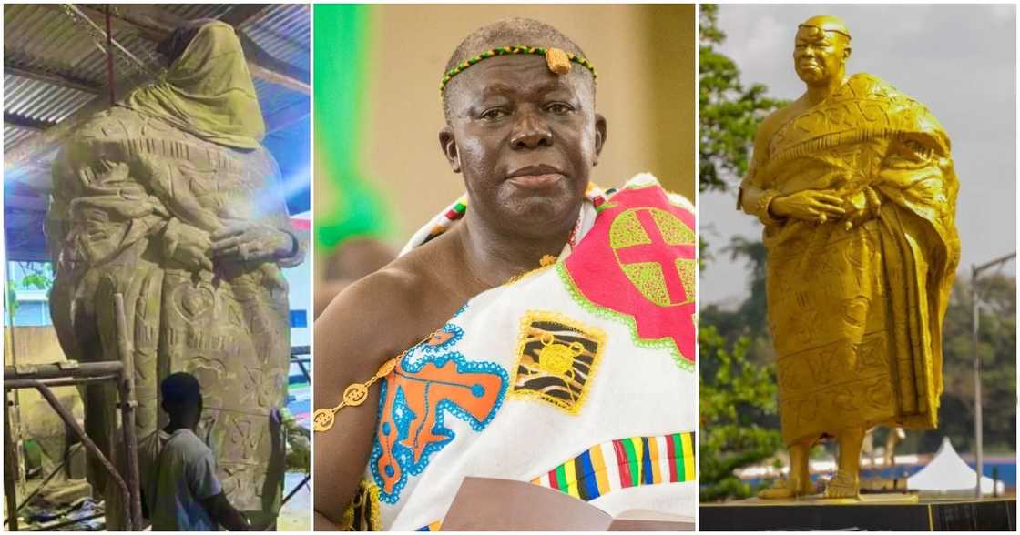 Photos of Otumfuo Osei Tutu's statue.