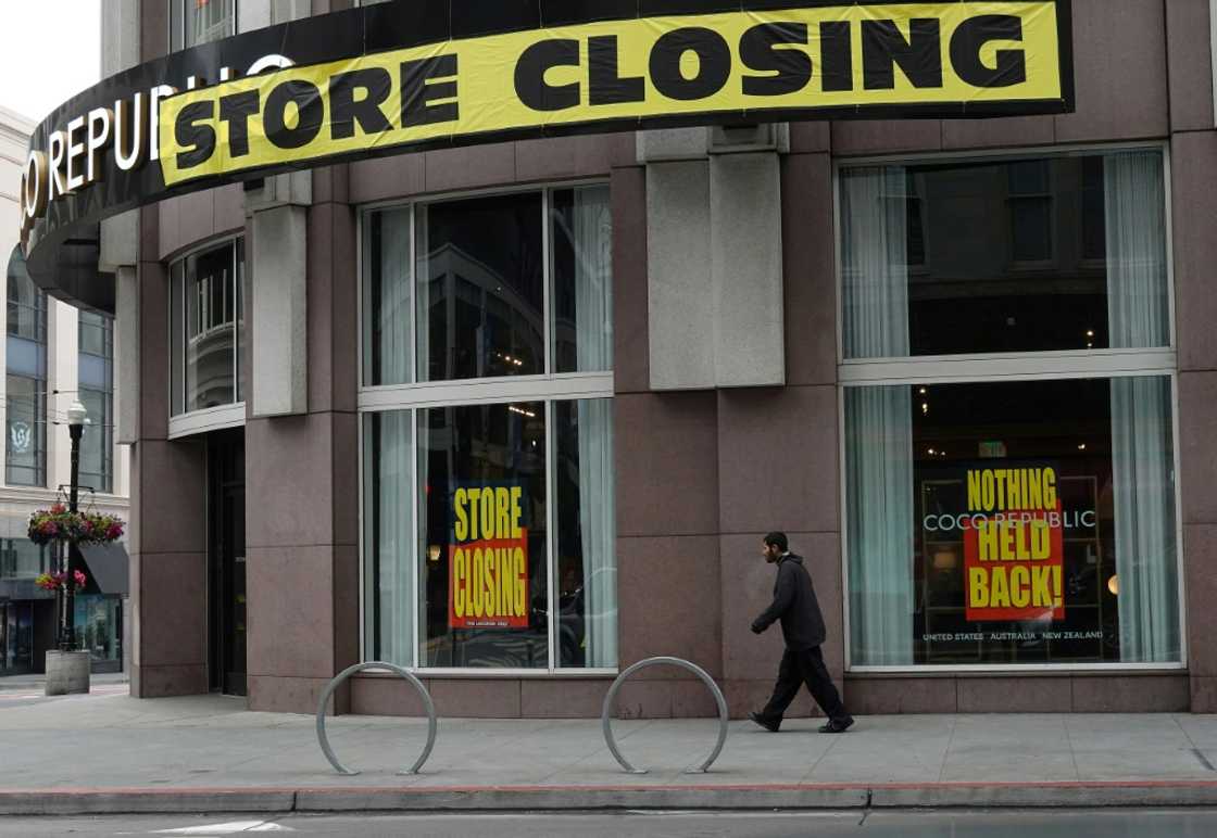 A store that closed in the aftermath of the Covid-19 pandemic in  San Francisco, California