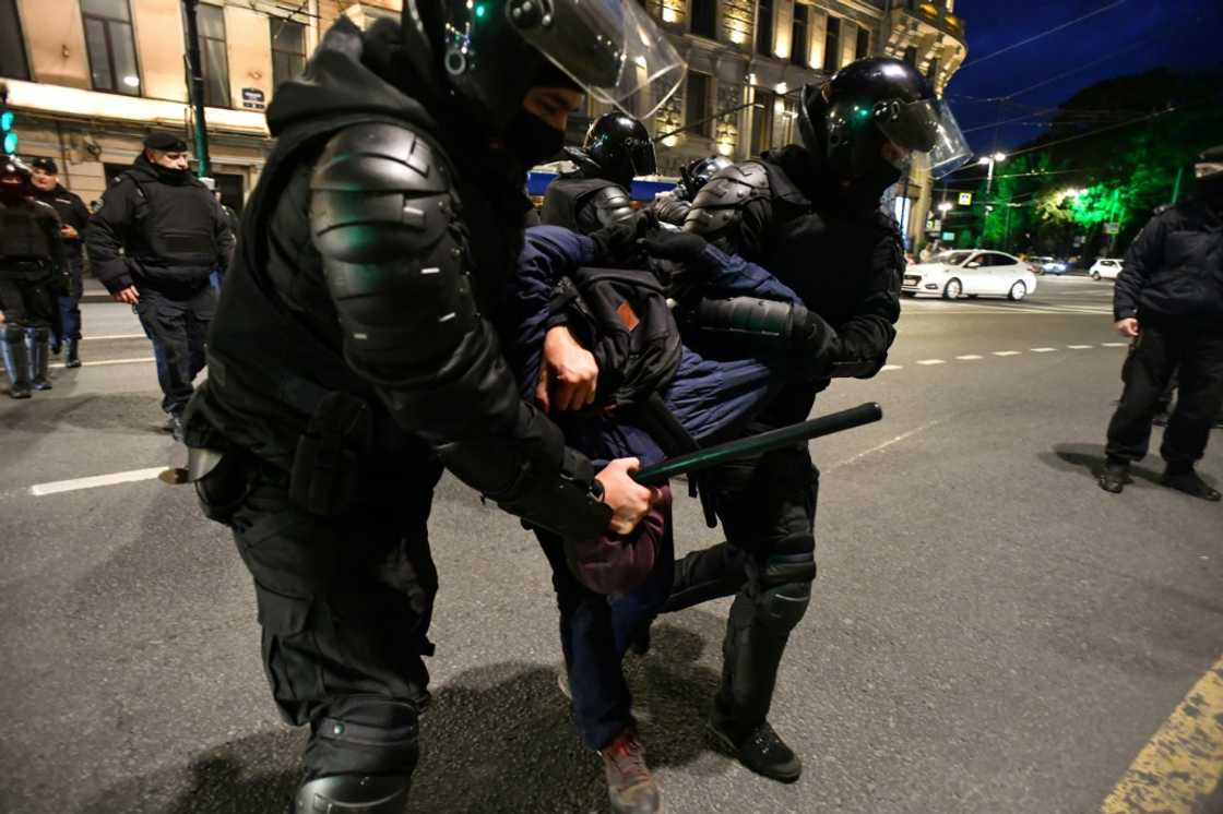Protestors have been detained in rallies in 38 different cities according to a police monitoring group Protestors have been detained in rallies in 38 different cities according to a police monitoring group