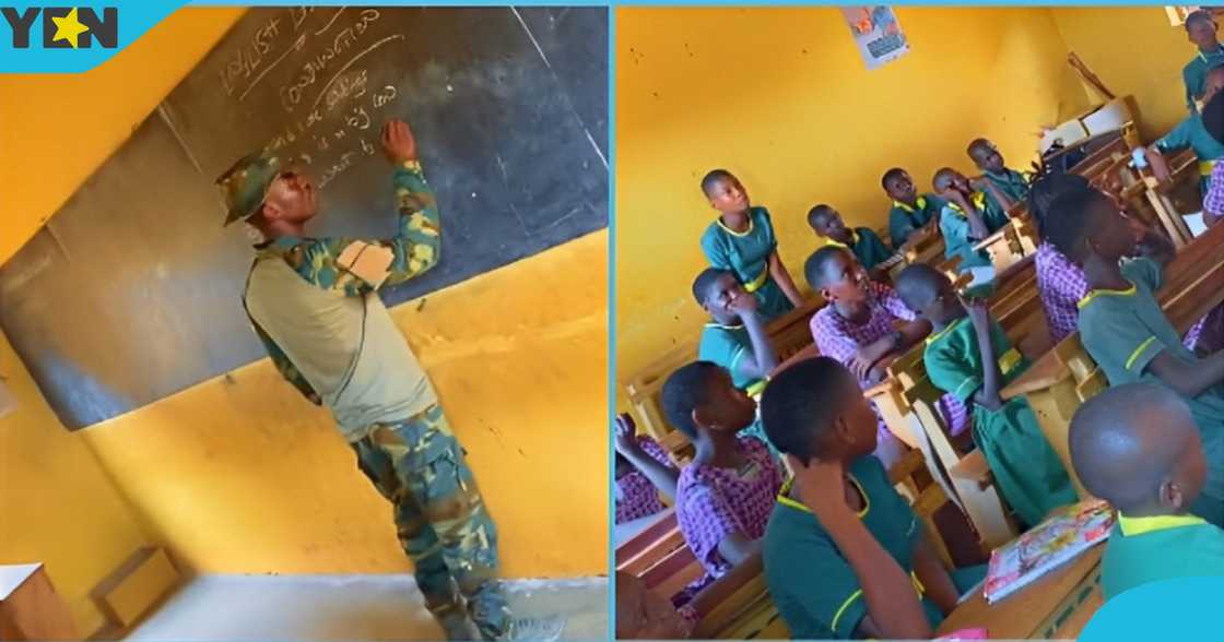 Photo of Ghanaian soldier and student Photo of Ghanaian soldier and student