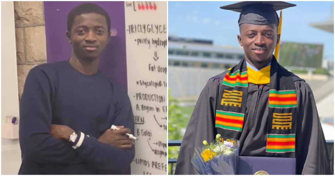 Ghanaian boy graduates with master's from US university.