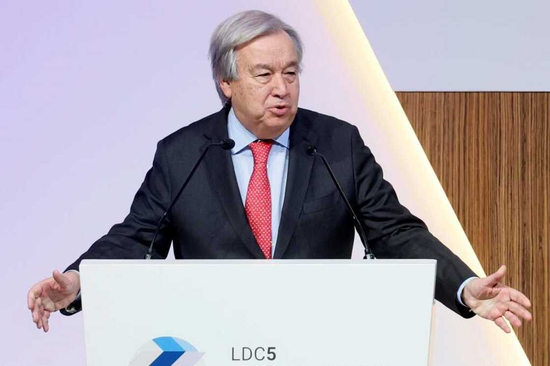 UN Secretary General Antonio Guterres widened the attack when he condemned a global financial system 'designed by wealthy countries' UN Secretary General Antonio Guterres widened the attack when he condemned a global financial system 'designed by wealthy countries'