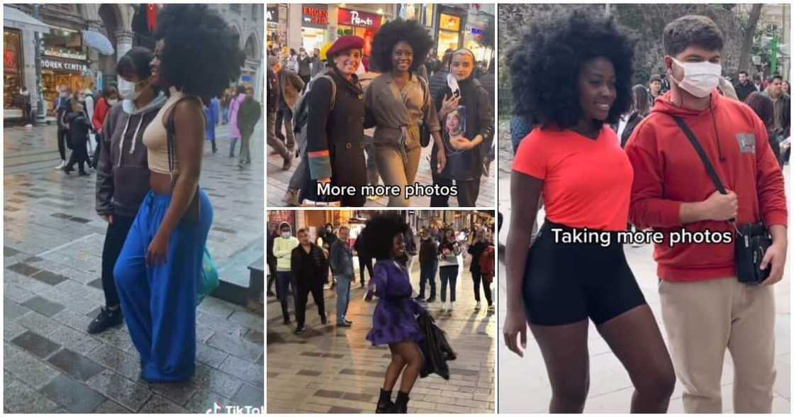 Claudia Darleene, natural afro, Oyinbos rush her for photos