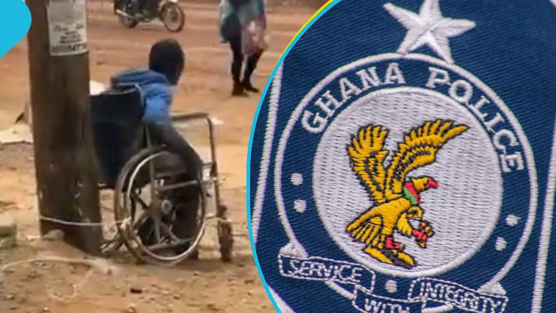 A police officer sparked debate after ordering a street beggar in wheel chair tied to an electricity pole A police officer sparked debate after ordering a street beggar in wheel chair tied to an electricity pole