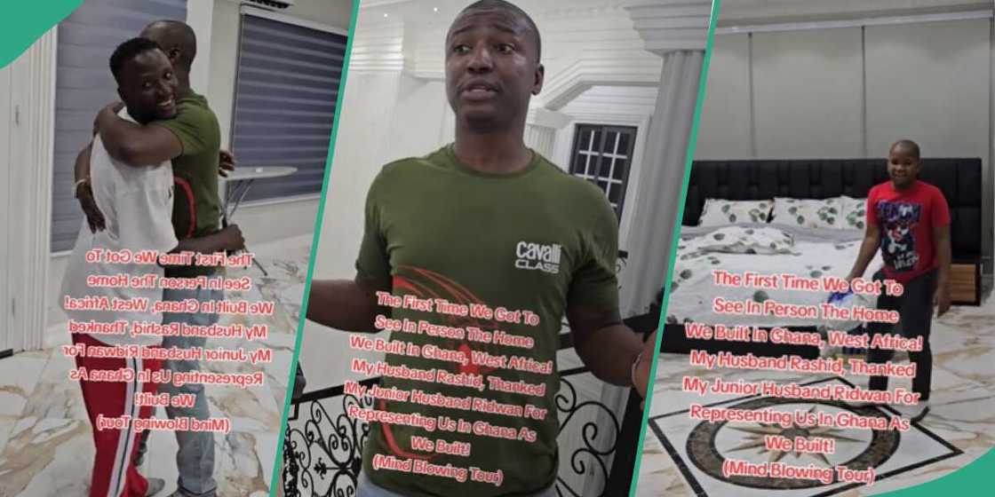 A man living abroad sees the palatial house his brother built for him back home in Ghana. A man living abroad sees the palatial house his brother built for him back home in Ghana.