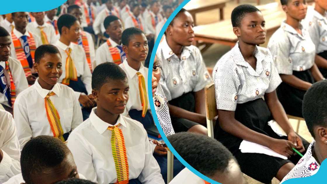 Presbyterian Senior High School - Adeiso listening to speeches in the school hall Presbyterian Senior High School - Adeiso listening to speeches in the school hall