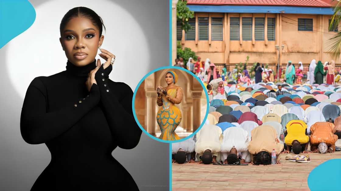 Serwaa Amihere, Eid Mubarak, Salah, Ghanaian media personality, festive photoshoot, elegant modesty, cultural celebration, henna design, TV star