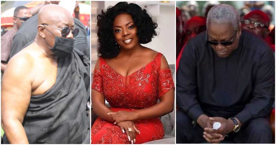Photos of Akufo-Addo, Nana Aba Anamoah, and Mahama. Photos of Akufo-Addo, Nana Aba Anamoah, and Mahama.