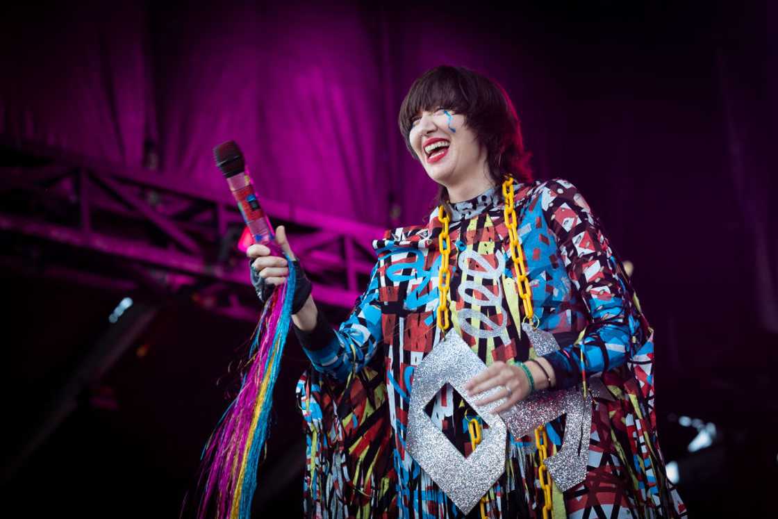 Karen O of Yeah Yeah Yeahs performing on stage Karen O of Yeah Yeah Yeahs performing on stage