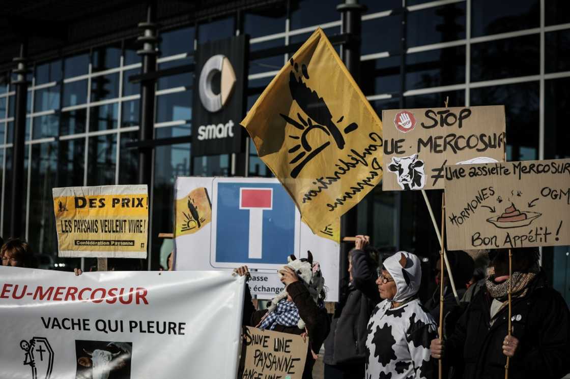 Farmers in Europe have held repeated protests against the Mercosur deal, fearing it would pit them against unfair South American competition Farmers in Europe have held repeated protests against the Mercosur deal, fearing it would pit them against unfair South American competition