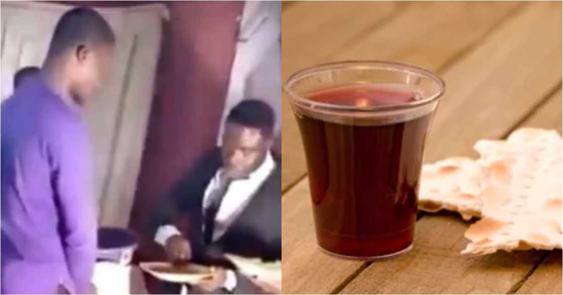 Video of Pastor Blinks feeds church members with yam and kontomire