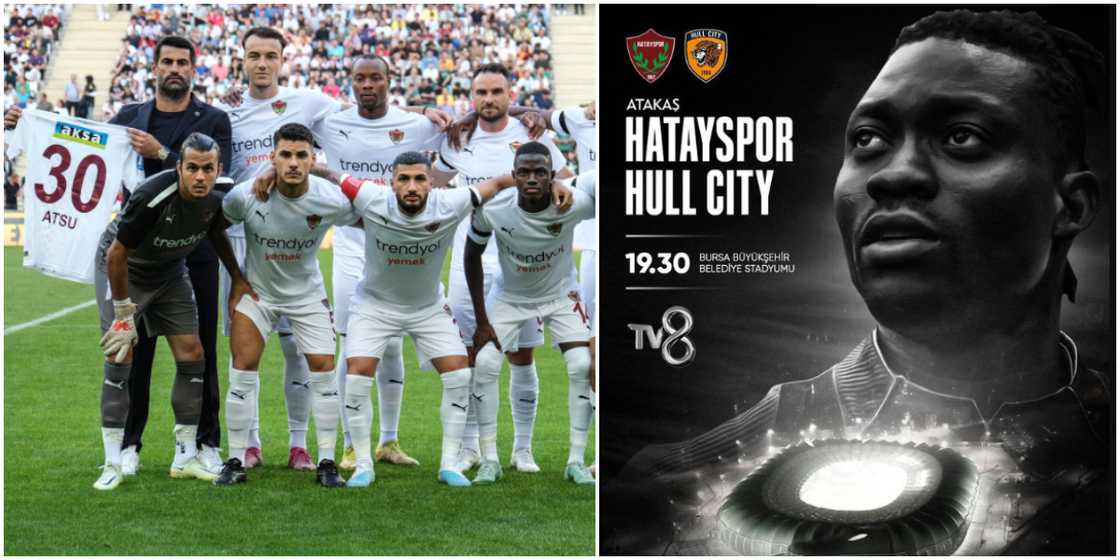 Photos of the Turkish football club Hatayspor and the late Christian Atsu.