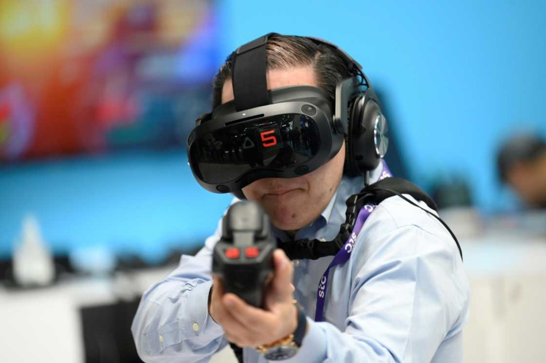 Taiwanese company HTC showed off its virtual reality headset at the Mobile World Congress (MWC), the telecom industry's biggest annual gathering, in Barcelona