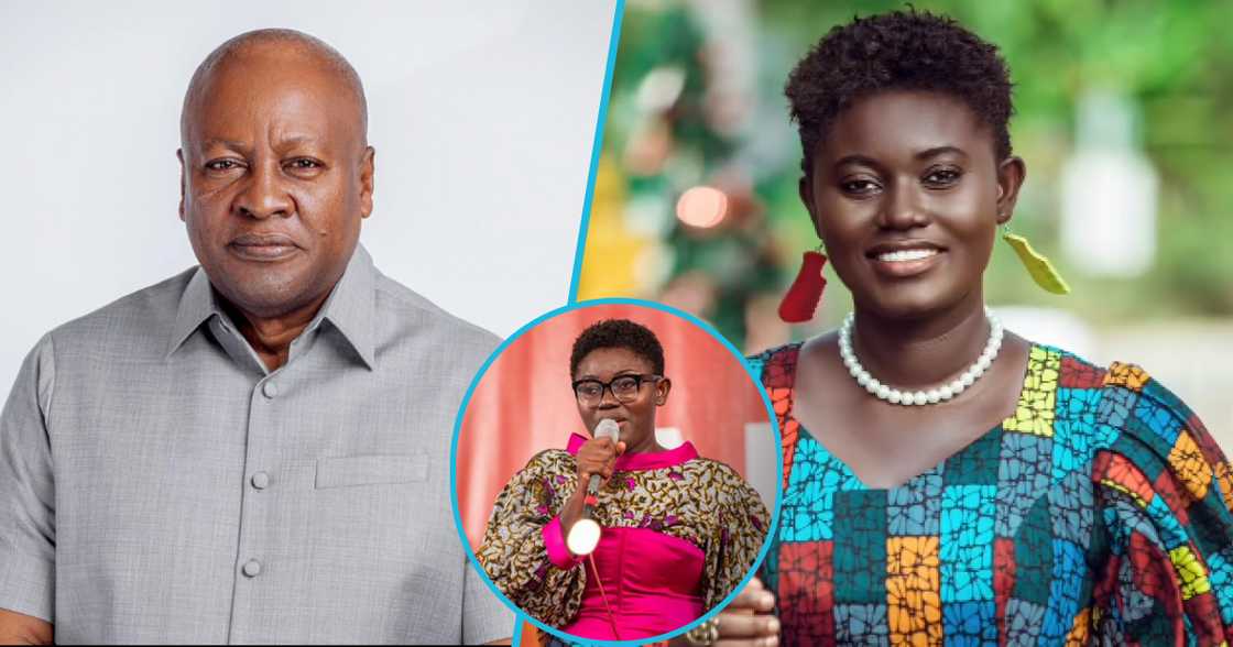 Photos of John Mahama (L) and Afua Asantewaa Owusu Aduonum (R).