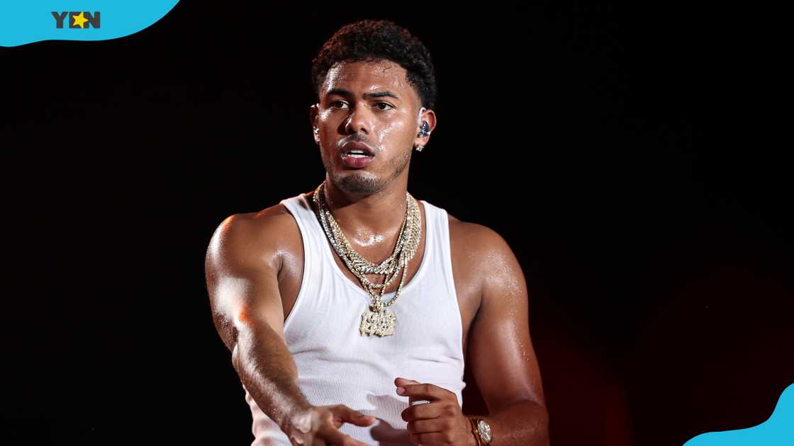 Puerto Rican rapper and singer Myke Towers performs during Latino Mix Live 2024. Puerto Rican rapper and singer Myke Towers performs during Latino Mix Live 2024.