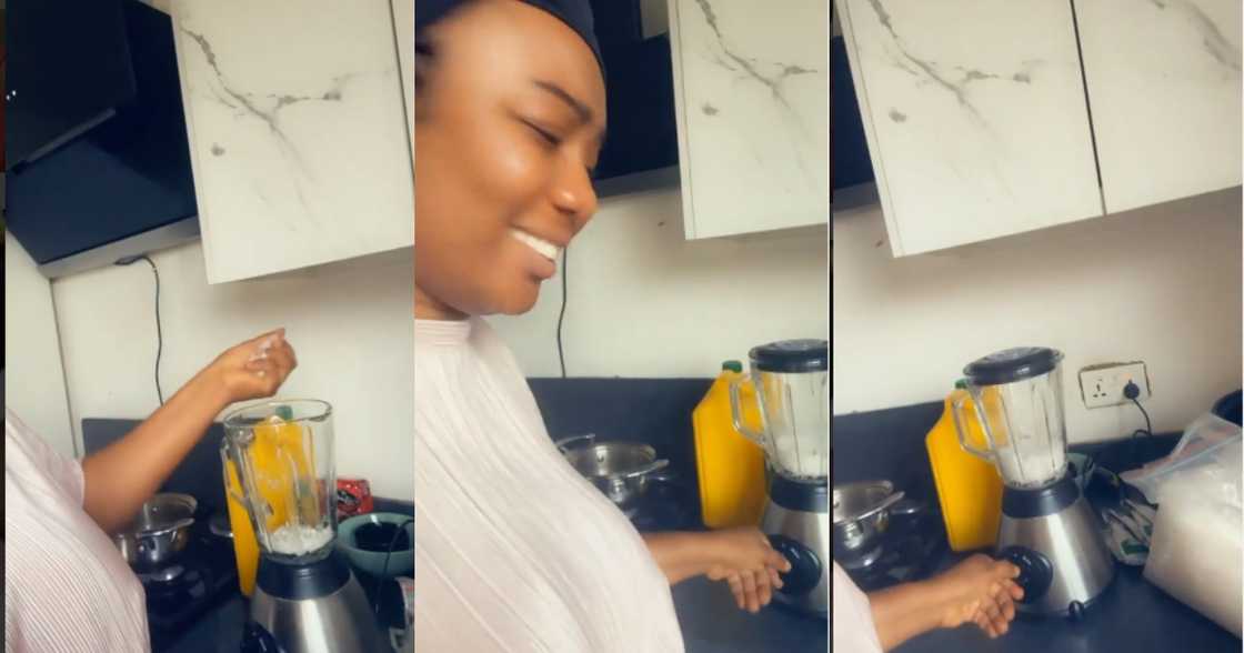 Video of Bridget Otoo Cooking for the First time Drops; Struggles to Blend salt Video of Bridget Otoo Cooking for the First time Drops; Struggles to Blend salt