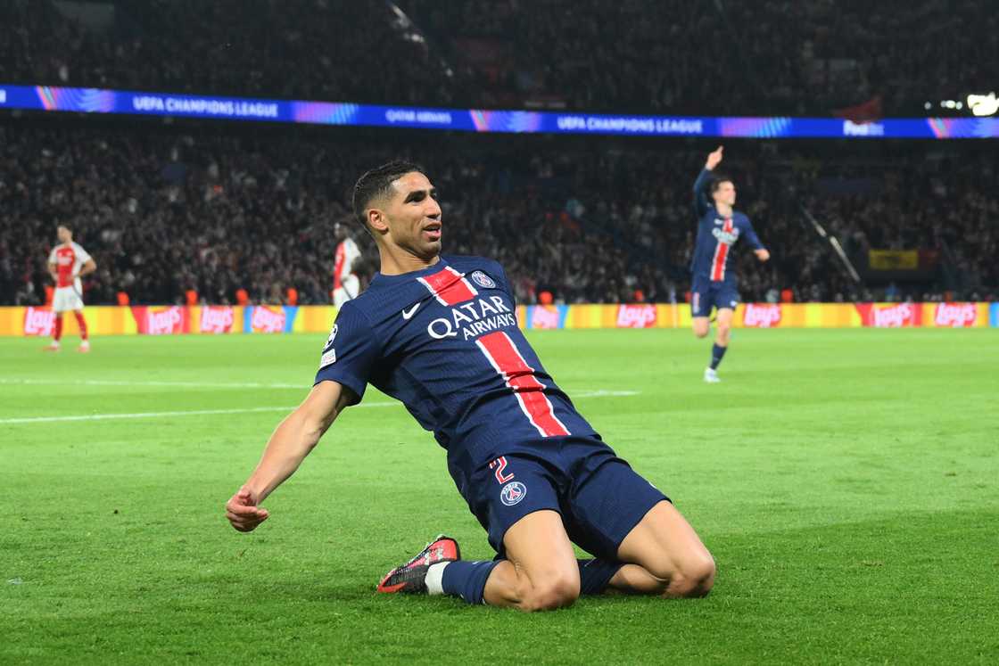 Achraf Hakimi, Paris Saint-Germain, UEFA Champions League 2024/25, Arsenal FC, Parc des Princes Achraf Hakimi, Paris Saint-Germain, UEFA Champions League 2024/25, Arsenal FC, Parc des Princes