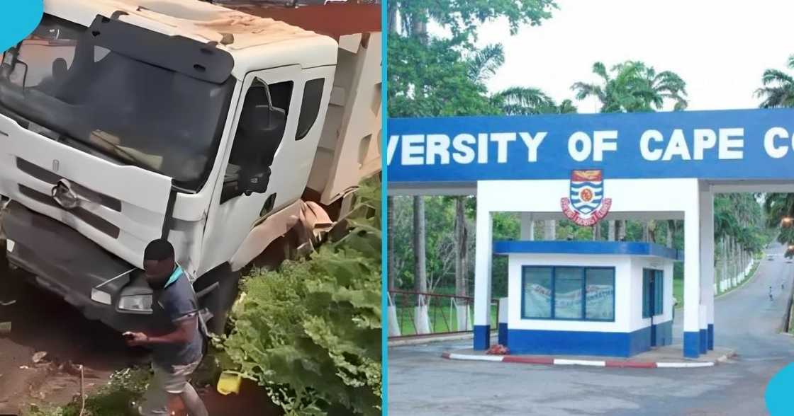 UCC, second gate, gory accident, tipper truck, saloon car, road safety, Central Region UCC, second gate, gory accident, tipper truck, saloon car, road safety, Central Region