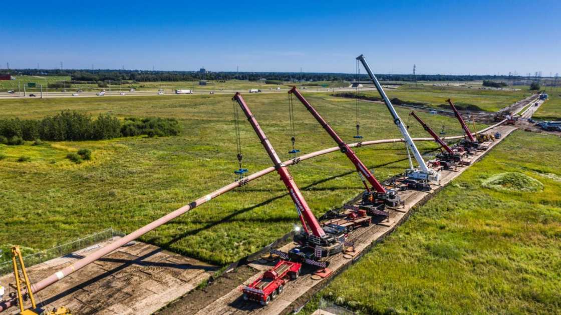 Cette image du 5 août 2020, gracieuseté de Trans Mountain Corporation, montre les travaux de construction de l'agrandissement du pipeline Trans Mountain, le premier depuis des décennies à être construit au Canada Cette image du 5 août 2020, gracieuseté de Trans Mountain Corporation, montre les travaux de construction de l'agrandissement du pipeline Trans Mountain, le premier depuis des décennies à être construit au Canada
