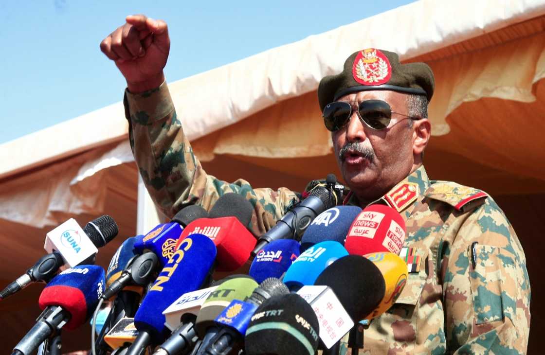 Sudan's top general Abdel Fattah al-Burhan speaks at a military exercise in Nile River State, on December 8, 2021 Sudan's top general Abdel Fattah al-Burhan speaks at a military exercise in Nile River State, on December 8, 2021