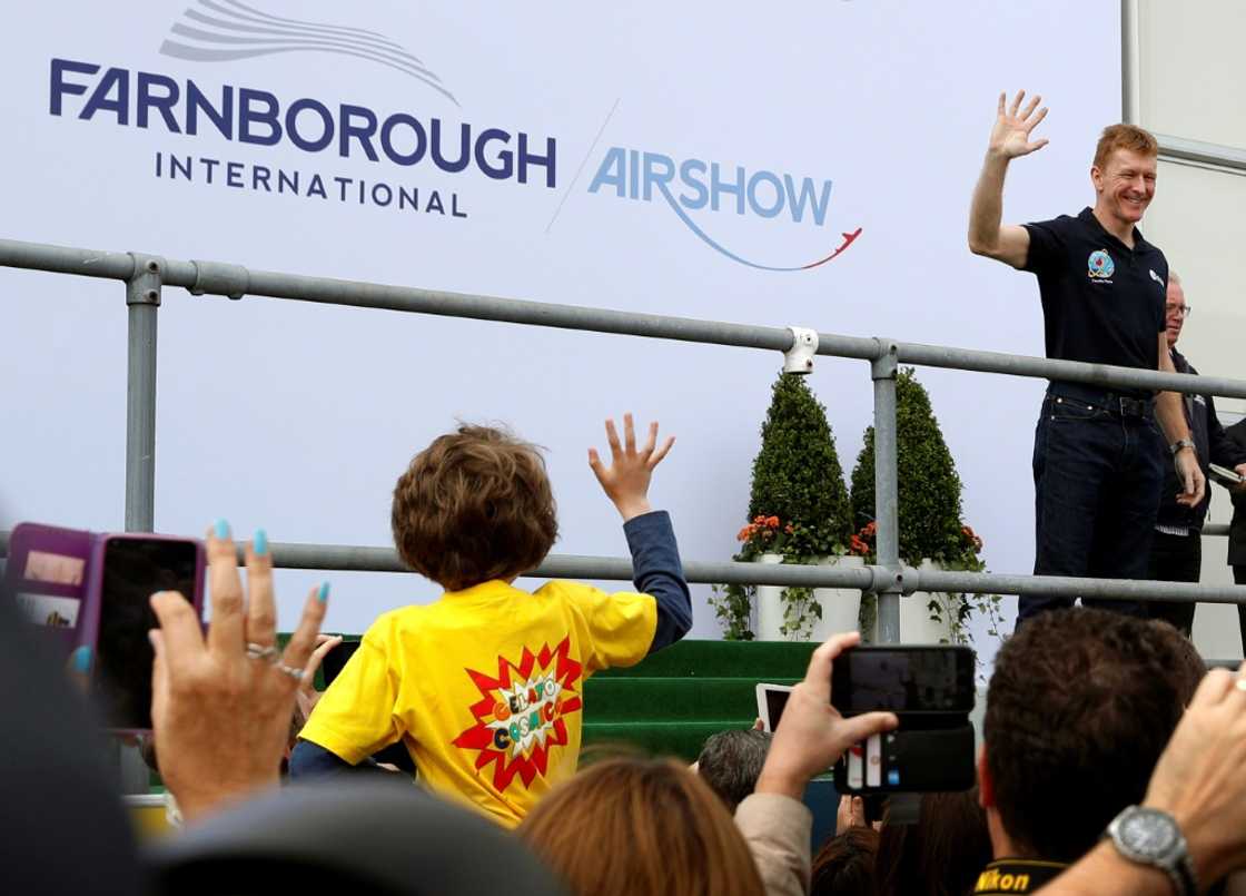 The last Farnborough airshow was back in 2018 when British Astronaut Tim Peake, seen here waving to visitors, was among the special guests The last Farnborough airshow was back in 2018 when British Astronaut Tim Peake, seen here waving to visitors, was among the special guests
