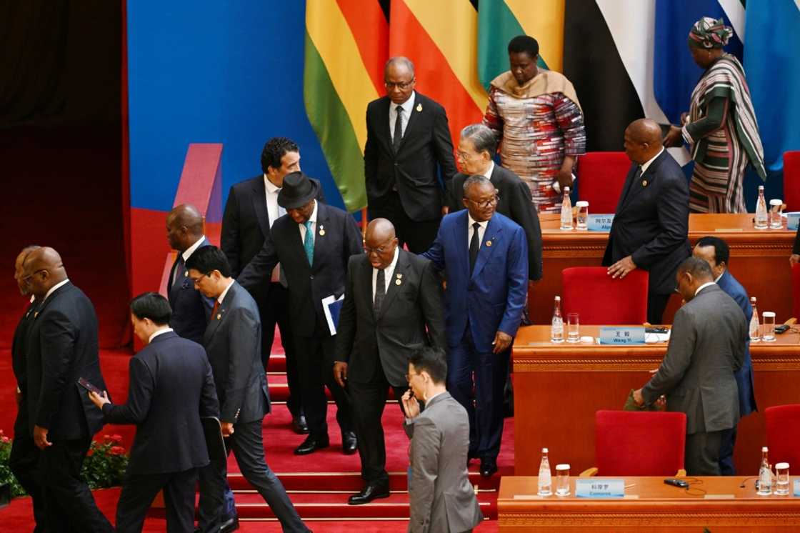 Leaders leave after the opening ceremony of the Forum on China-Africa Cooperation in Beijing's Great Hall of the People Leaders leave after the opening ceremony of the Forum on China-Africa Cooperation in Beijing's Great Hall of the People