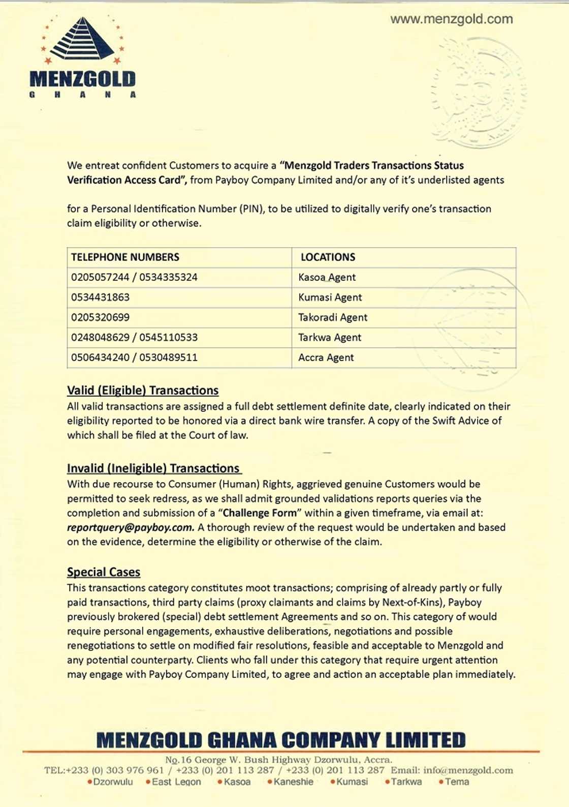 Menzgold claims 60% of customers are ineligible for payment after the validation process. Menzgold claims 60% of customers are ineligible for payment after the validation process.