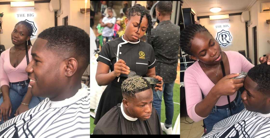 Bernice Botchway, a University of Ghana graduate now a barber