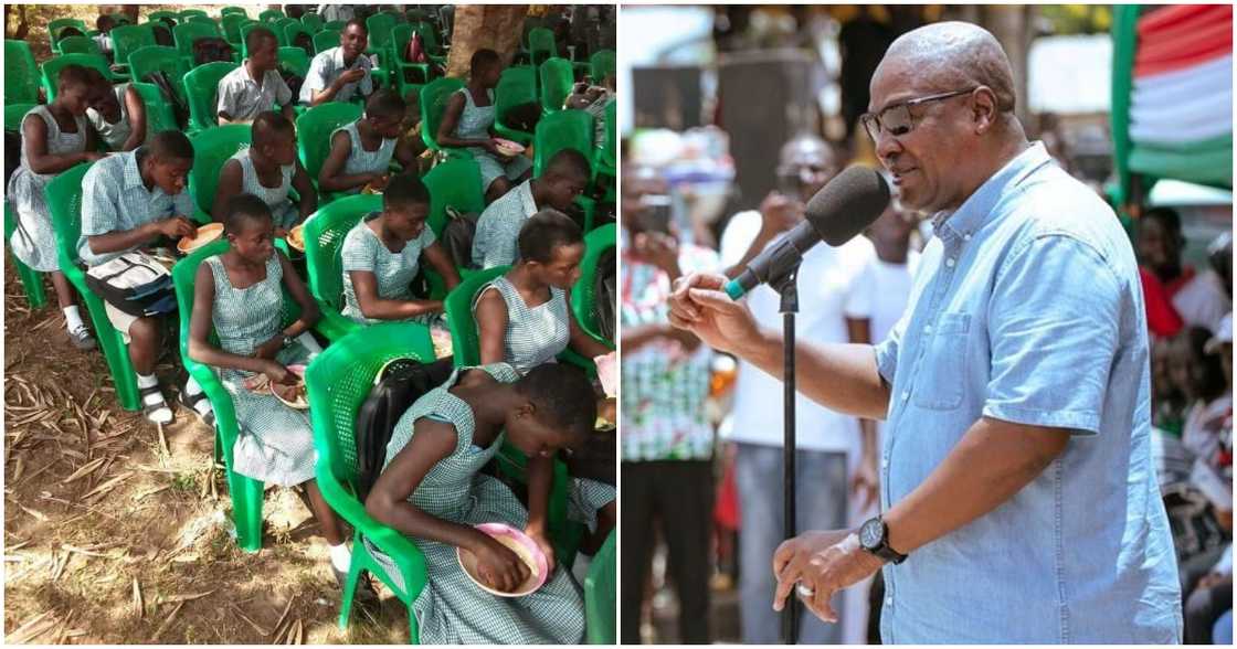 John Mahama has called out the government for poor quality meals serve free SHS students. John Mahama has called out the government for poor quality meals serve free SHS students.