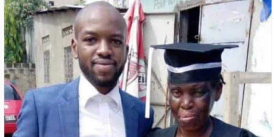 Man wears mum his graduation gown as he bags law degree after mother sold bread to sponsor his education Man wears mum his graduation gown as he bags law degree after mother sold bread to sponsor his education