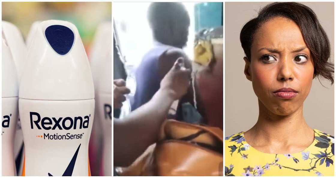 Young woman gets many talking after spraying armpit of trotro mate Young woman gets many talking after spraying armpit of trotro mate