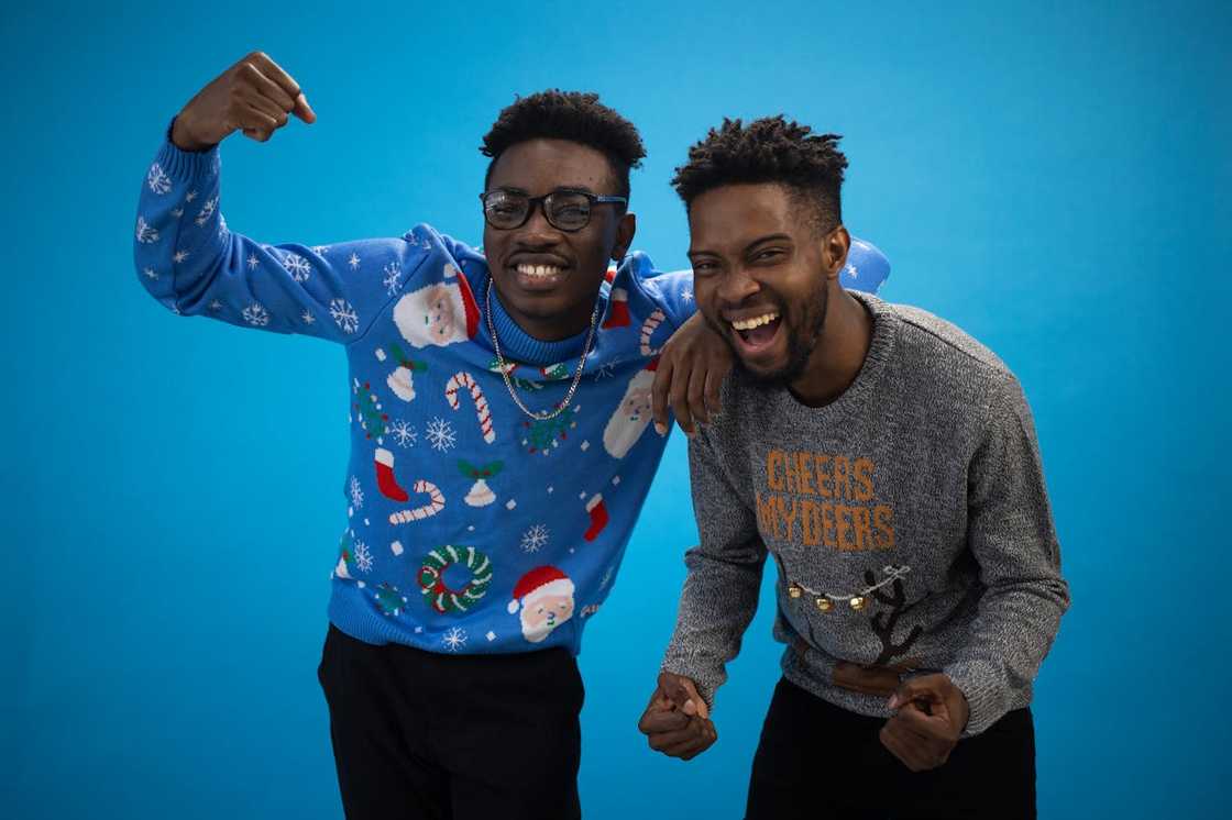 Two brothers celebrate and show their bond.