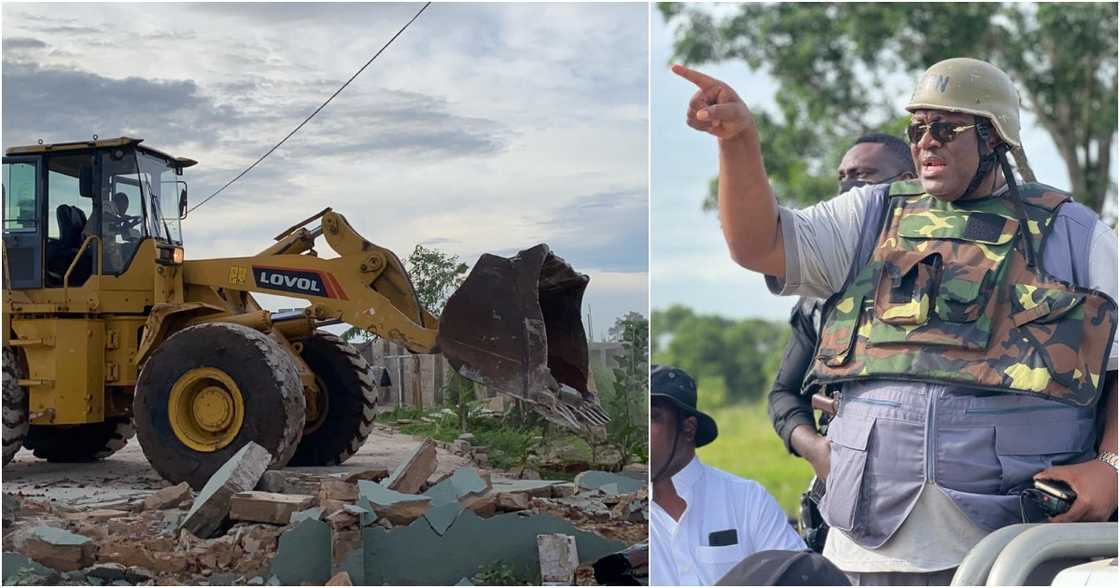 Henry Quartey has been demolishing illegal structures sited in Accra. Henry Quartey has been demolishing illegal structures sited in Accra.
