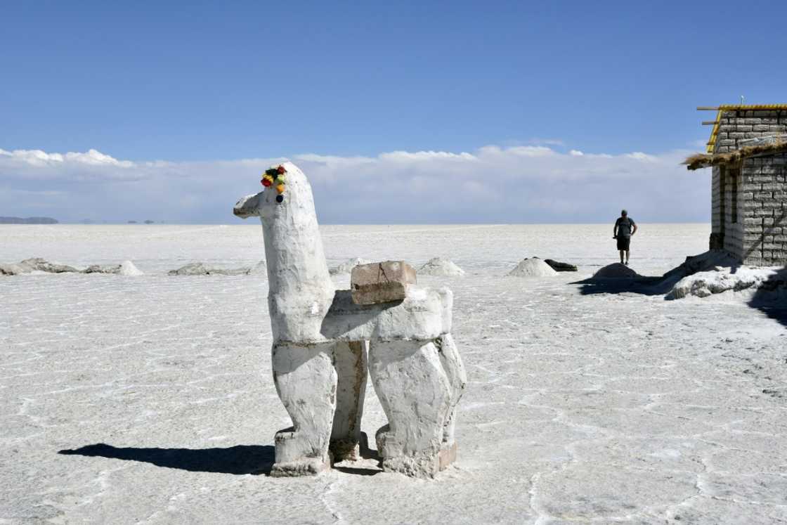 A sculpture is seen at the Uyuni salt flat in Bolivia, where dense earth makes it harder to mine the metal compared to operations in competitor Chile
;t, the world's largest salt flat, in Uyuni, southern Bolivia, on November 9, 2016. In the heart of the ‘lithium triangle,’ located between Chile, Argentina, and Bolivia, a strategic battle is being fought to exploit this key metal in the energy transition. The first two are already major players, while Bolivia is stumbling to enter the global race. A sculpture is seen at the Uyuni salt flat in Bolivia, where dense earth makes it harder to mine the metal compared to operations in competitor Chile
;t, the world's largest salt flat, in Uyuni, southern Bolivia, on November 9, 2016. In the heart of the ‘lithium triangle,’ located between Chile, Argentina, and Bolivia, a strategic battle is being fought to exploit this key metal in the energy transition. The first two are already major players, while Bolivia is stumbling to enter the global race.