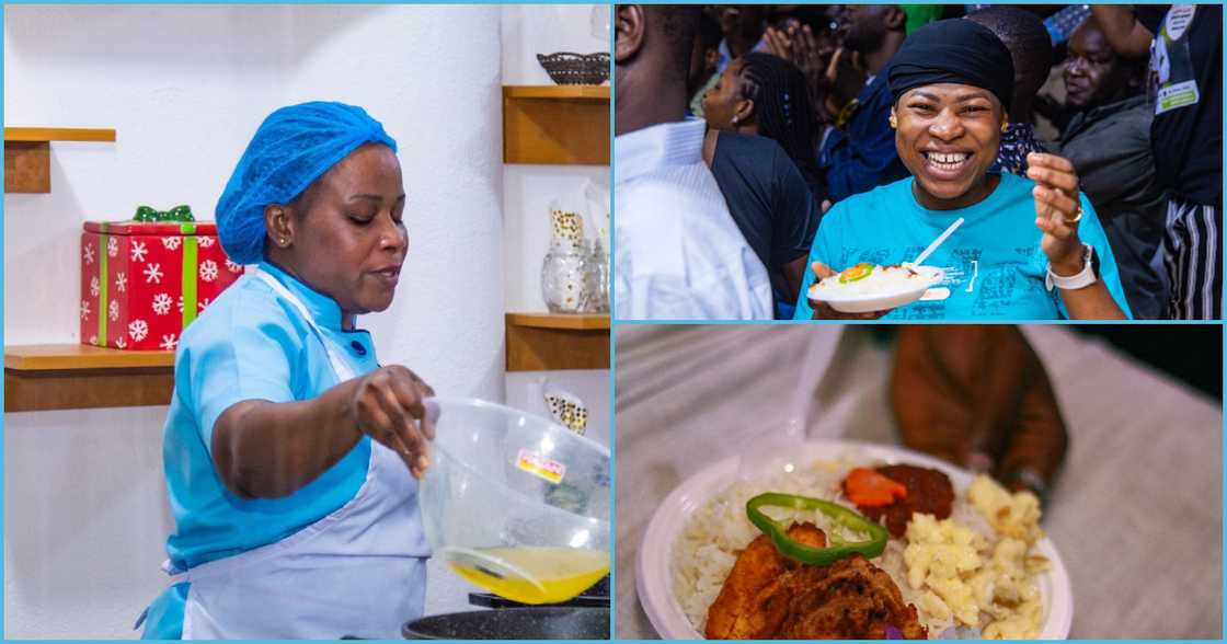 Photo of Failatu Abdul-Razak, a young lady and a meal