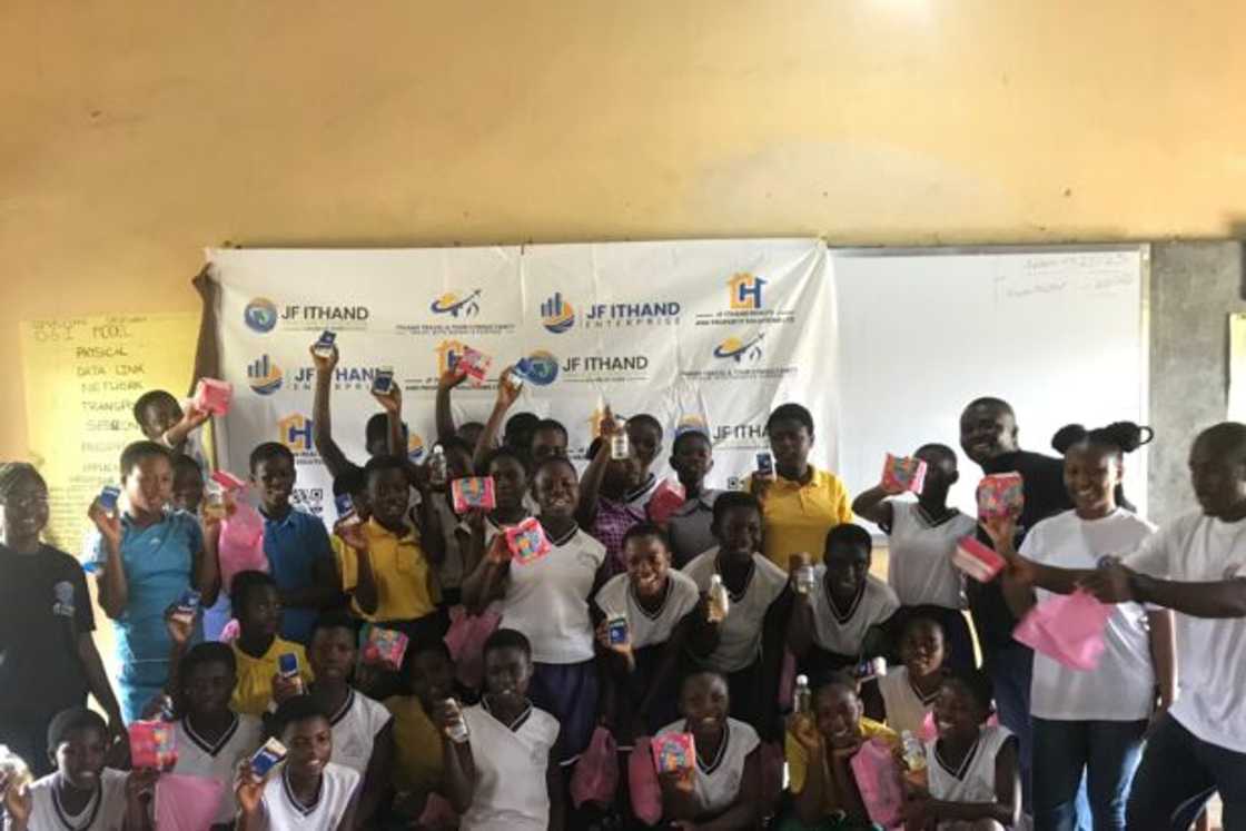 JF ITHAND Firm Care Foundation Donates Menstrual Kits to Empower Girls at Elmina School JF ITHAND Firm Care Foundation Donates Menstrual Kits to Empower Girls at Elmina School